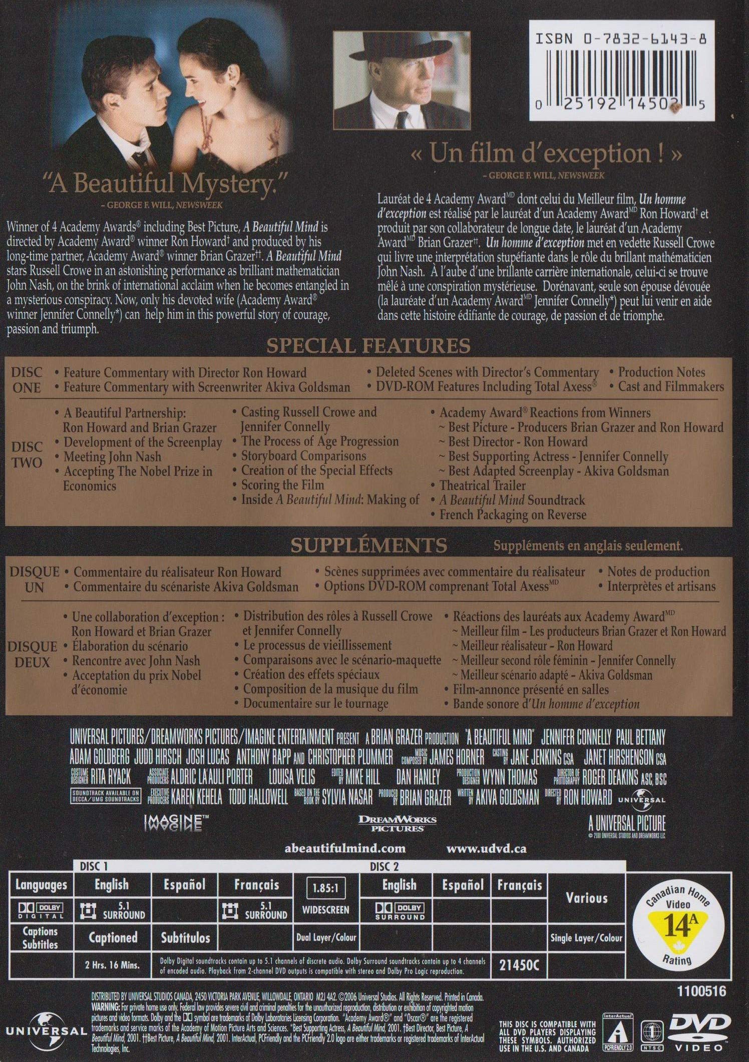 A Beautiful Mind (Widescreen Two-Disc Awards Edition) - DVD (Used) - Image 2