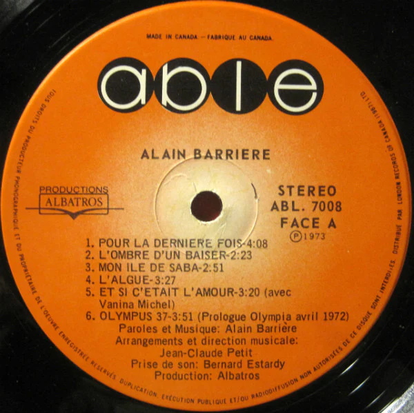Alain Barrière / Alain Barrière - LP, Album (VG+/VG+) - Image 3