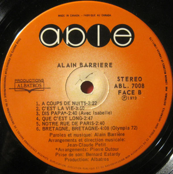 Alain Barrière / Alain Barrière - LP, Album (VG+/VG+) - Image 4