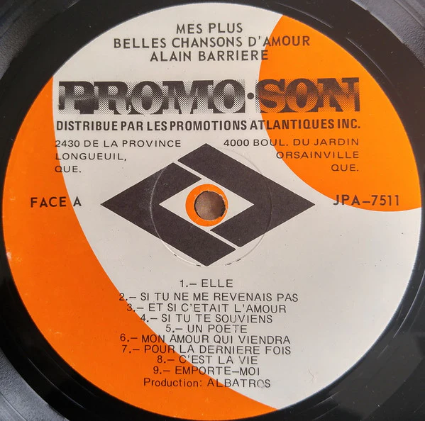 Alain Barrière / Mes Plus Belles Chansons D'Amour - LP, Comp (VG+/VG+) - Image 3