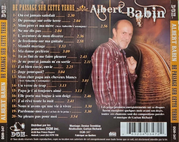 Albert Babin / De passage sur cette terre - CD, Album (M/M) - Image 2