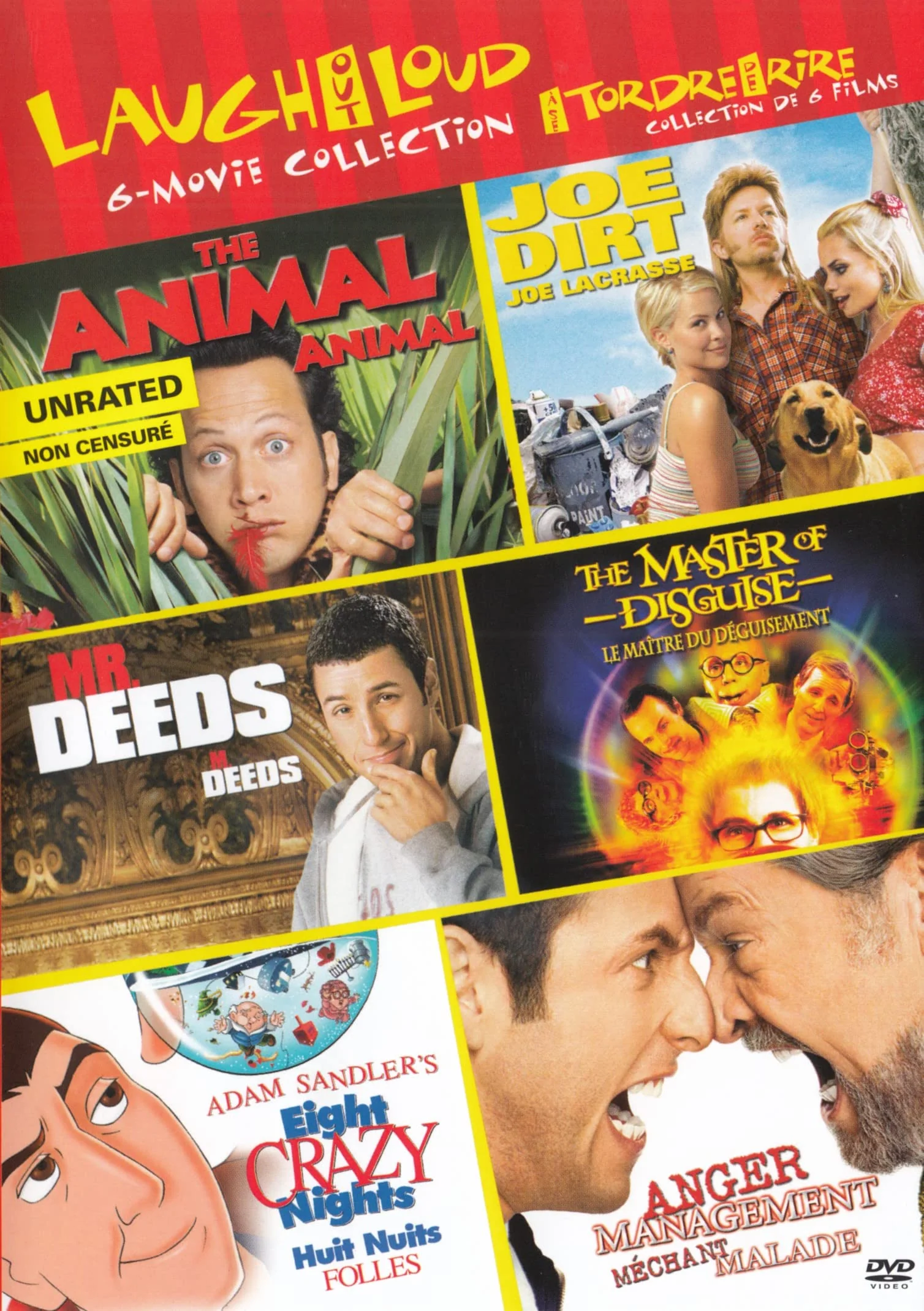 Anger Management (2003) / Eight Crazy Nights / Animal, The (2001) / Joe Dirt (2001) / Master of Disguise, The / Mr. Deeds - Set (Bilingual)