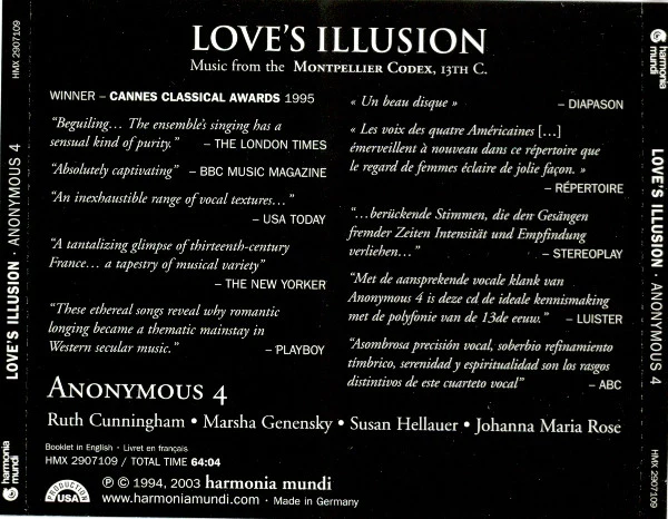 Anonymous 4 / Love's Illusion - CD, Album, RE (VG+/VG+) - Image 3