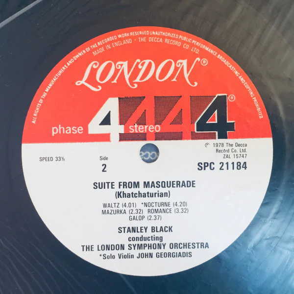 Aram Khatchaturian, Stanley Black · London Symphony Orchestra / Spartacus & Masquerade Ballet Suites - LP (VG/VG) - Image 5