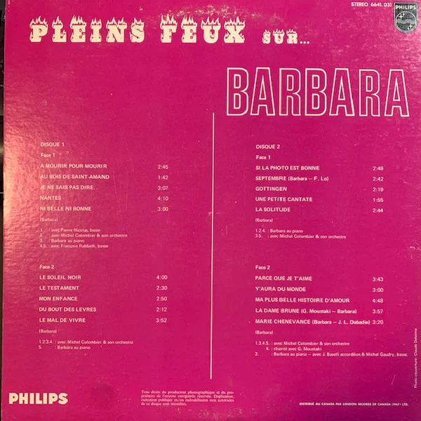 Barbara / Pleins Feux Sur... Barbara - 2xLP, Comp (VG/VG) - Image 3