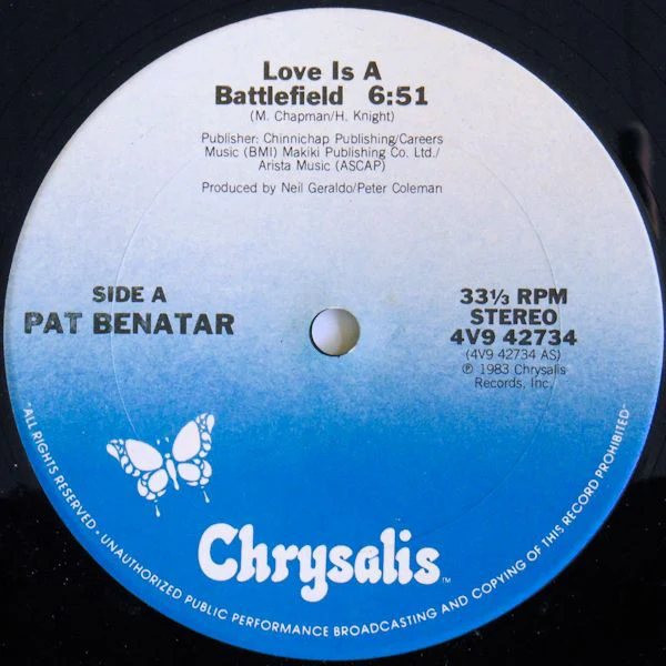 Benatar* / Love Is A Battlefield (Special Extended Re·mix) - 12", Single, Pit (VG+/VG+) - Image 3