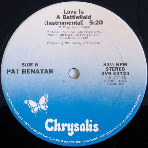 Benatar* / Love Is A Battlefield (Special Extended Re·mix) - 12", Single, Pit (VG+/VG+) - Image 4