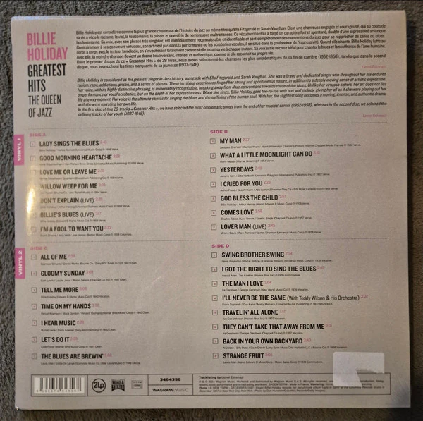 Billie Holiday / Greatest Hits (The Queen Of Jazz) - 2xLP, Comp (M/M) - Image 2