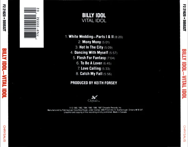 Billy Idol / Vital Idol - CD, Comp, Club, RE, RP (VG+/VG+) - Image 2