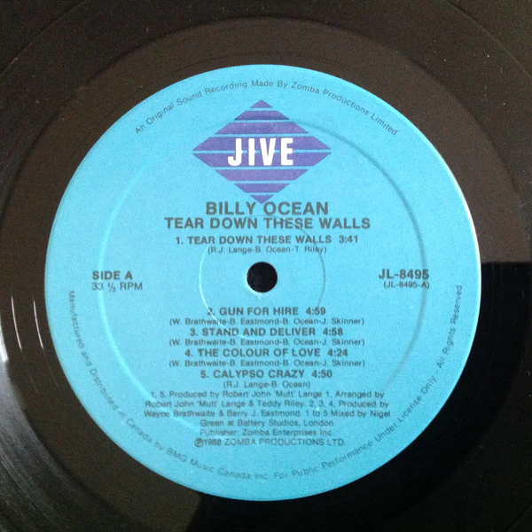 Billy Ocean / Tear Down These Walls - LP, Album (VG+/VG+) - Image 3