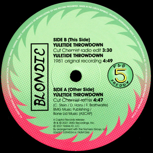 Blondie Featuring Fab 5 Freddy / Yuletide Throwdown - 12", EP, RM, 180 (M/M) - Image 4