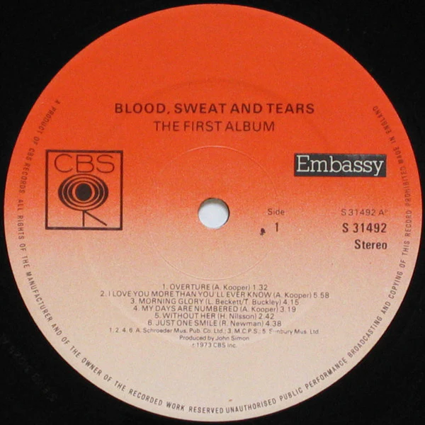 Blood, Sweat & Tears* / The First Album - LP, Album, RE (VG+/VG) - Image 3
