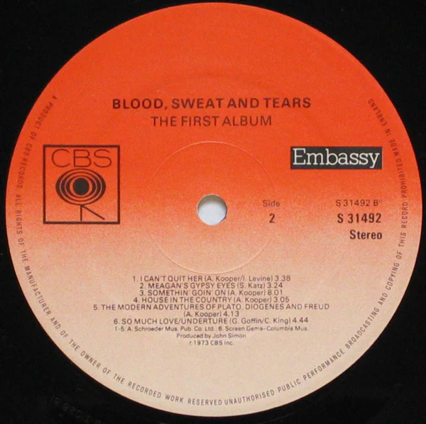 Blood, Sweat & Tears* / The First Album - LP, Album, RE (VG+/VG) - Image 4