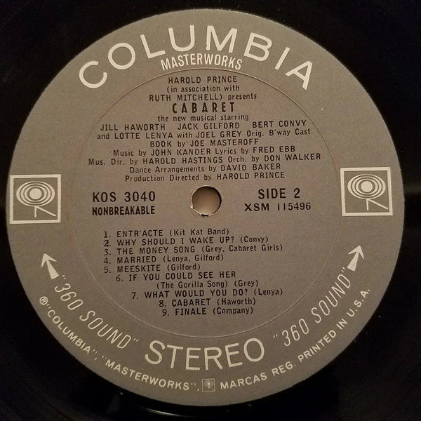 "Cabaret" Original Broadway Cast, Harold Prince In Association With Ruth Mitchell / Cabaret - LP, Album (VG+/VG+) - Image 4