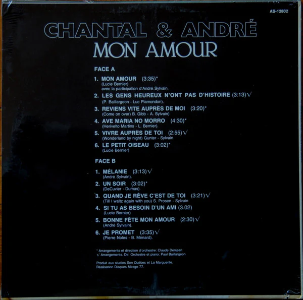 Chantal Pary, André Sylvain / Mon Amour - LP, Album (VG+/VG+) - Image 2
