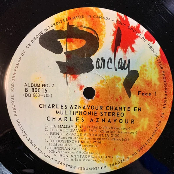 Charles Aznavour / Chante En Multiphonie Stéréo 2 - LP, Comp, RP (VG+/VG+) - Image 3