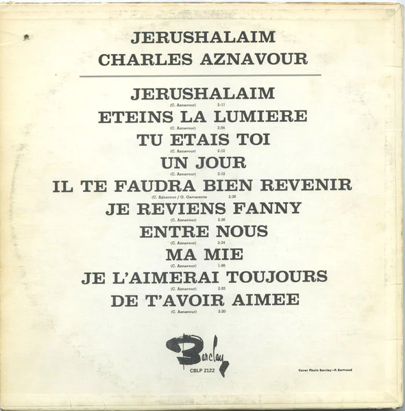 Charles Aznavour / Jerushalaim - LP USED - Image 2