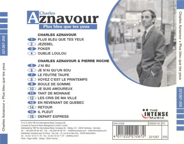 Charles Aznavour / Plus Bleu Que Tes Yeux - CD, Comp (VG+/VG+) - Image 2