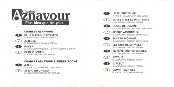 Charles Aznavour / Plus Bleu Que Tes Yeux - CD, Comp (VG+/VG+) - Image 4