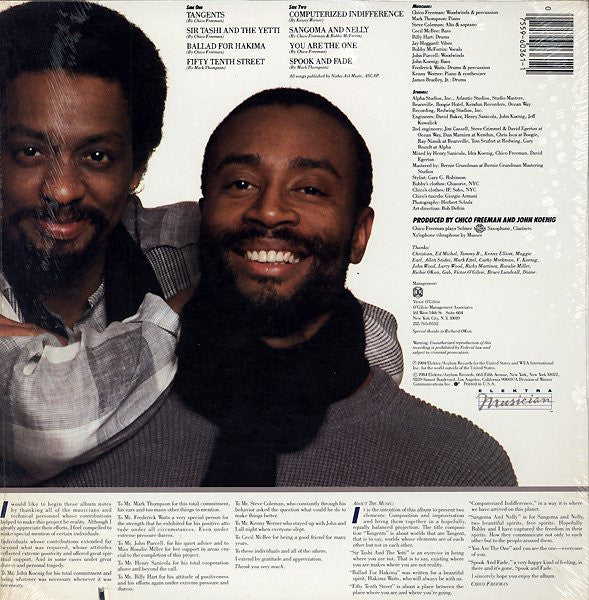 Chico Freeman Featuring Bobby McFerrin / Tangents - LP USED - Image 2