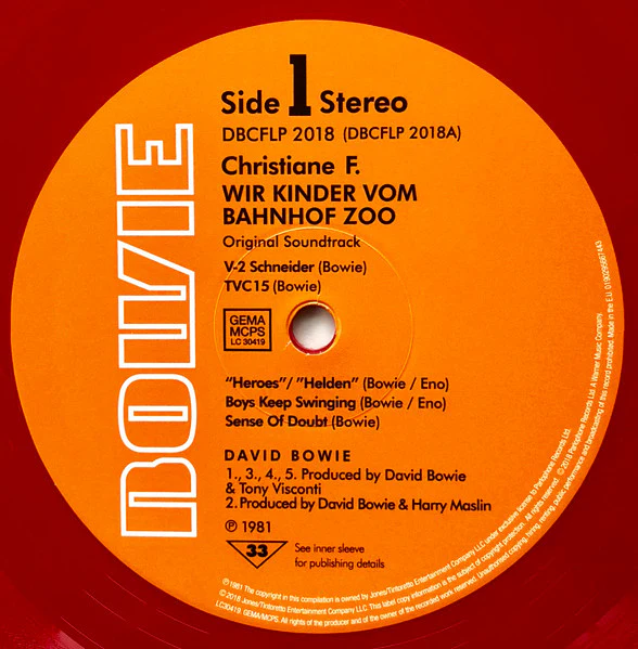 David Bowie / Christiane F. Wir Kinder Vom Bahnhof Zoo (Original Soundtrack) - LP, Comp, Ltd, RE, Red (M/M) - Image 3