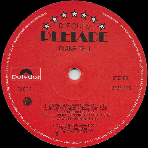 Diane Tell / Diane Tell - LP, Album (VG+/VG+) - Image 2