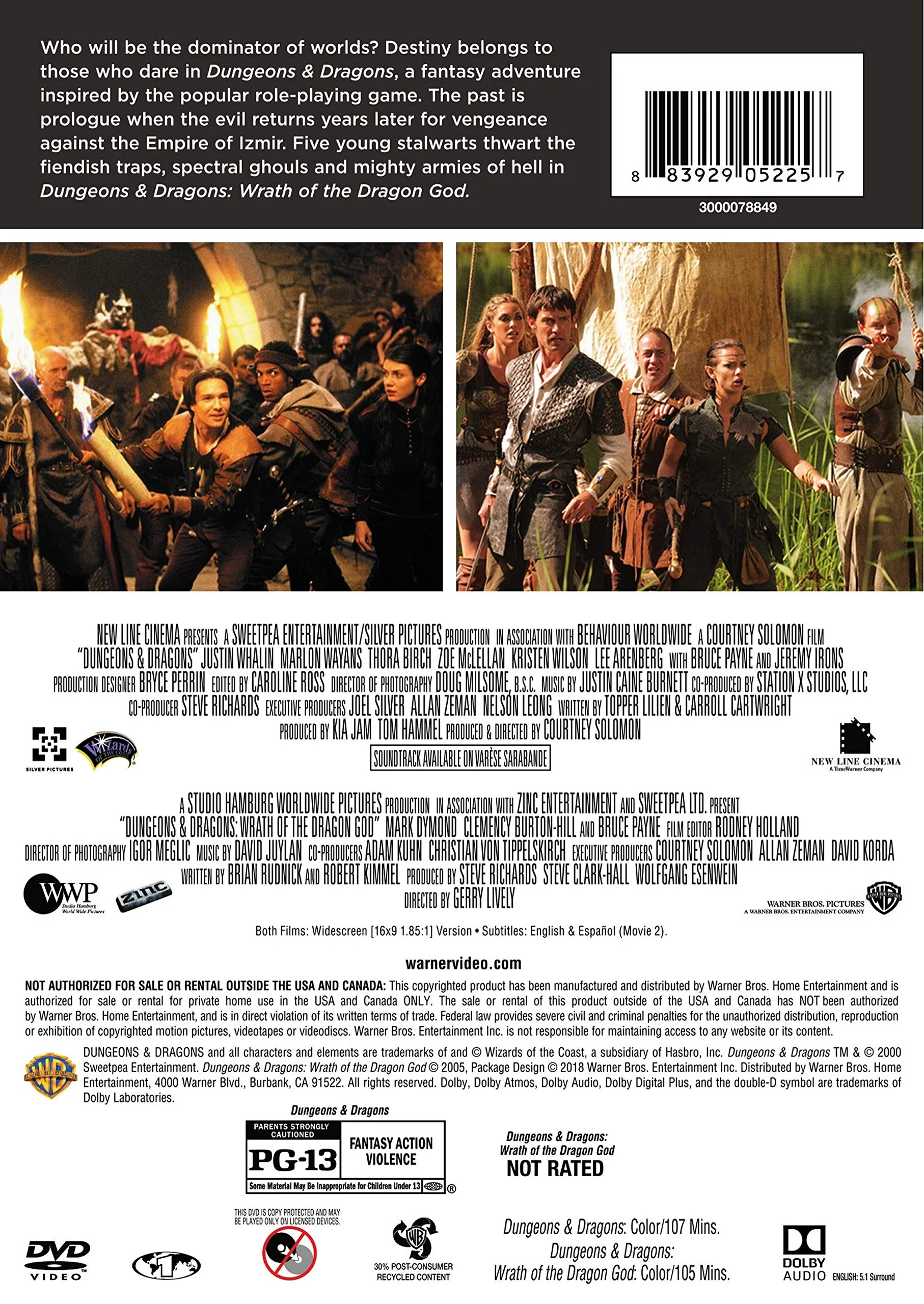 Dungeons and Dragons/Dungeons and Dragons: Wrath of the Dragon God (SECOND MOVIE ONLY SUBTITLED IN FRENCH & SPANISH)[Import] - Image 2