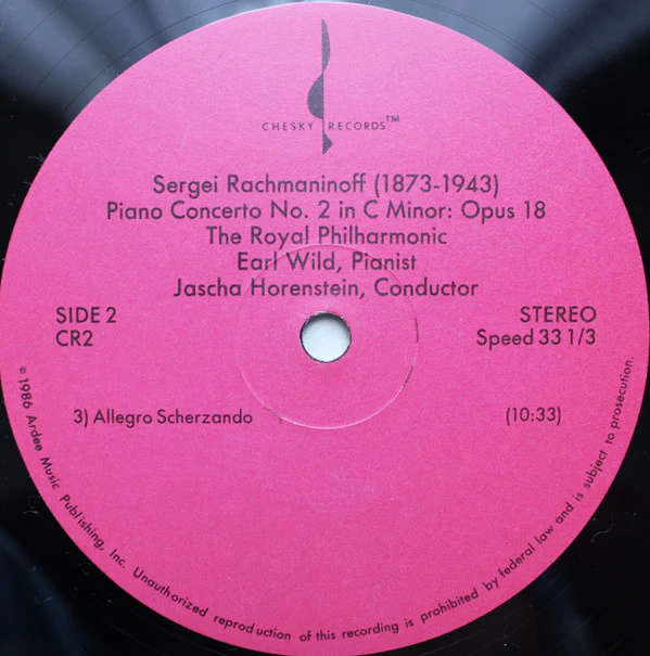 Earl Wild, Rachmaninoff*, The Royal Philharmonic*, Jascha Horenstein / Piano Concerto No. 2 - LP, RE, RM (VG+/VG+) - Image 4