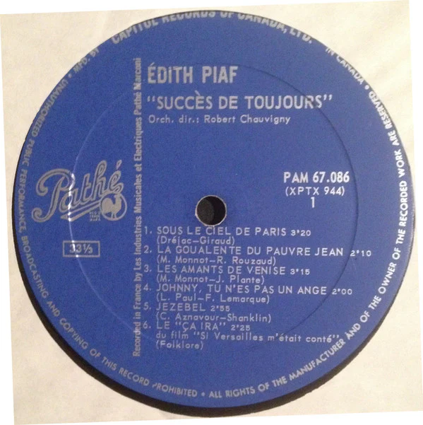 Edith Piaf / Succès De Toujours - LP, Comp (VG+/VG+) - Image 3