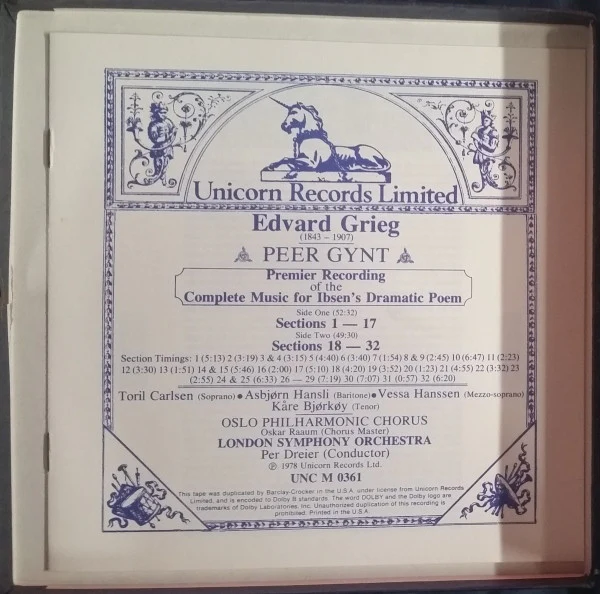Edvard Grieg / Peer Gynt (Premier Recording Of The Complete Music For Ibsen's Dramatic Poem) - Reel, 4tr Stereo, 7" Reel, Album, RE, Dol (VG/VG) - Image 4