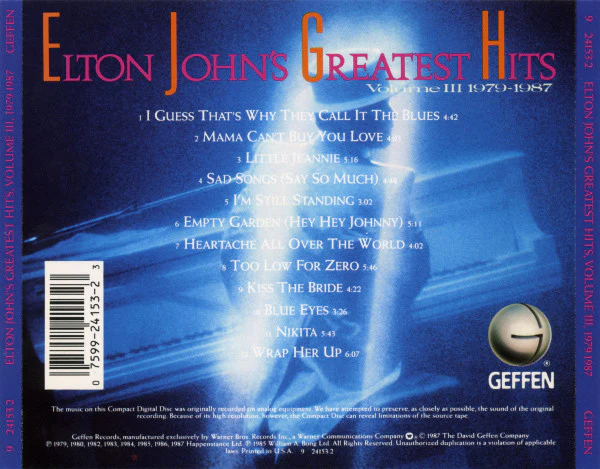 Elton John / Elton John's Greatest Hits Volume III, 1979-1987 - CD, Comp, DAD (VG+/VG+) - Image 2