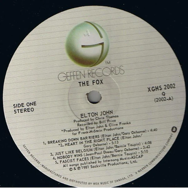 Elton John / The Fox - LP, Album, Qua (VG/VG) - Image 3