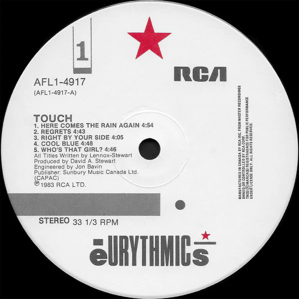 Eurythmics / Touch - LP Used (VG+/VG) - Image 3