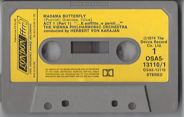 Giacomo Puccini, Mirella Freni, Luciano Pavarotti, Christa Ludwig, Robert Kerns, Wiener Philharmoniker, Herbert Von Karajan / Madama Butterfly - 2xCass, Album, Ful (NM or M-/VG+) - Image 3