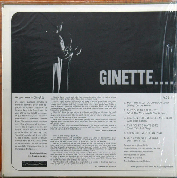 Ginette Reno / En Spectacle Au Casa Loma - LP, Album (VG+/VG) - Image 2