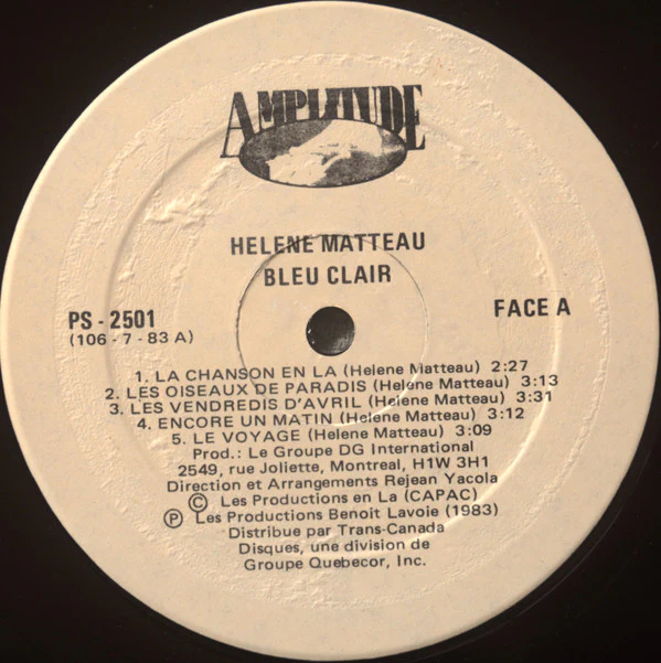 Hélène Matteau  / Bleu Clair - LP, Album (VG+/VG+) - Image 3