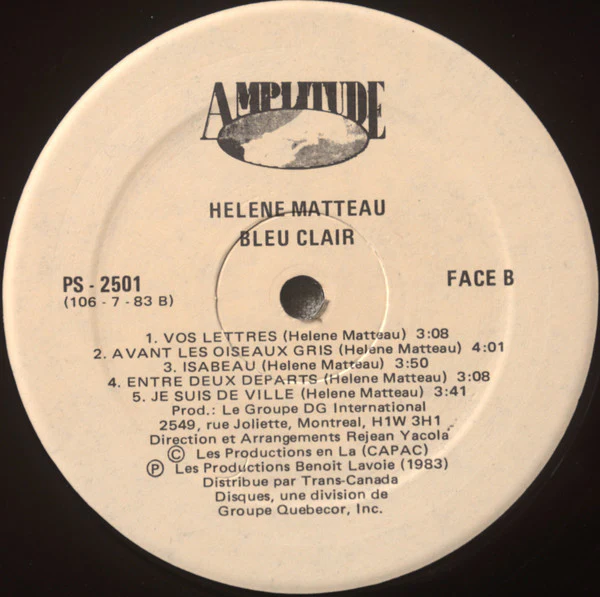 Hélène Matteau  / Bleu Clair - LP, Album (VG+/VG+) - Image 4