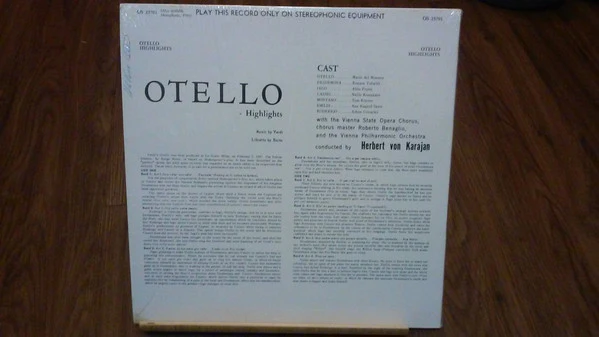 Herbert von Karajan, Giuseppe Verdi, Wiener Staatsopernchor, Wiener Philharmoniker, Mario del Monaco / Otello Highlights - LP, RE (VG/VG) - Image 2