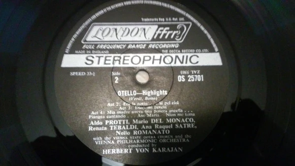 Herbert von Karajan, Giuseppe Verdi, Wiener Staatsopernchor, Wiener Philharmoniker, Mario del Monaco / Otello Highlights - LP, RE (VG/VG) - Image 4
