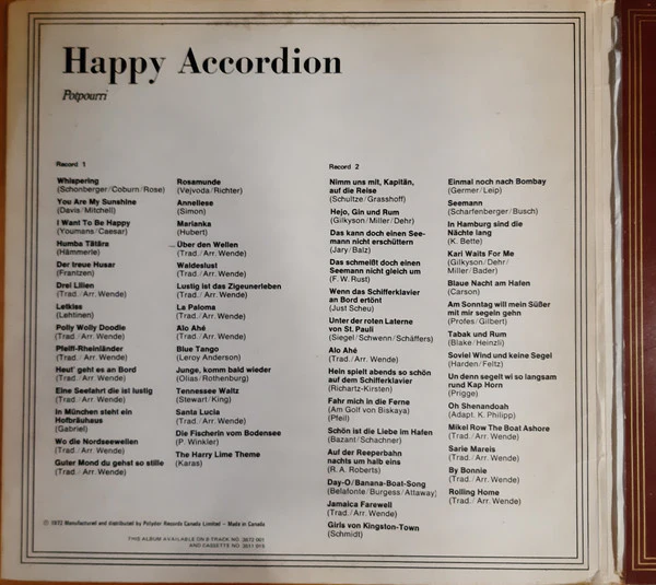 Horst Wende / Happy Accordion - 2xLP, Album, Gat (NM or M-/VG+) - Image 2