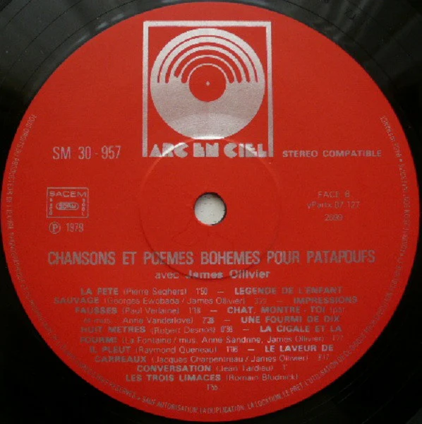 James Ollivier / Chansons Et Poèmes Bohèmes Pour Patapoufs - LP, Album (VG/VG) - Image 3