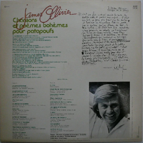 James Ollivier / Chansons Et Poèmes Bohèmes Pour Patapoufs - LP, Album (VG/VG) - Image 4