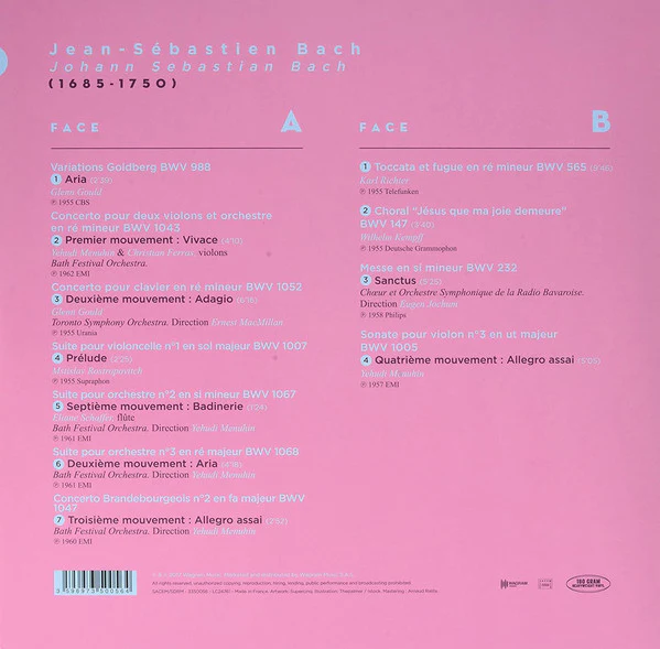 Johann Sebastian Bach = Johann Sebastian Bach / Les Chefs D'Œuvres De Jean Sebastien Bach = The Masterpieces Of Johann-Sebastian Bach - LP, Comp, 180 (M/M) - Image 2