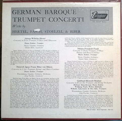 Johann Wilhelm Hertel, Johann Friedrich Fasch, Gottfried Heinrich Stölzel & Heinrich Ignaz Franz Biber / German Baroque Trumpet Concerti - LP, Album (VG+/VG+) - Image 2