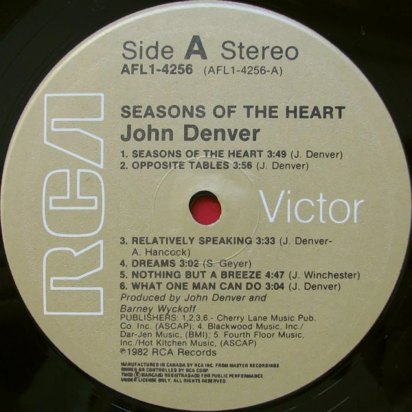 John Denver / Seasons Of The Heart - LP, Album, Gat (VG+/VG+) - Image 4