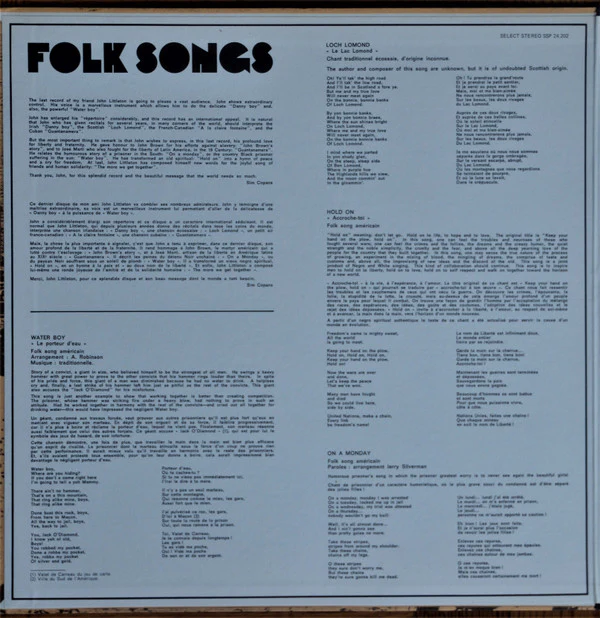 John Littleton / Folk Songs  Around The World - LP, Album, Gat (VG+/VG+) - Image 2