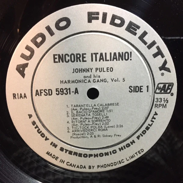 Johnny Puleo And His Harmonica Gang / Encore Italiano! Vol. 5 - LP, Album (VG/VG) - Image 3