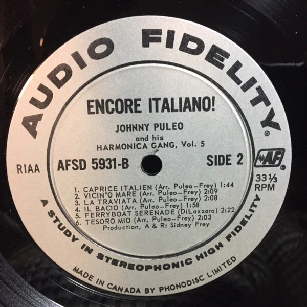 Johnny Puleo And His Harmonica Gang / Encore Italiano! Vol. 5 - LP, Album (VG/VG) - Image 4