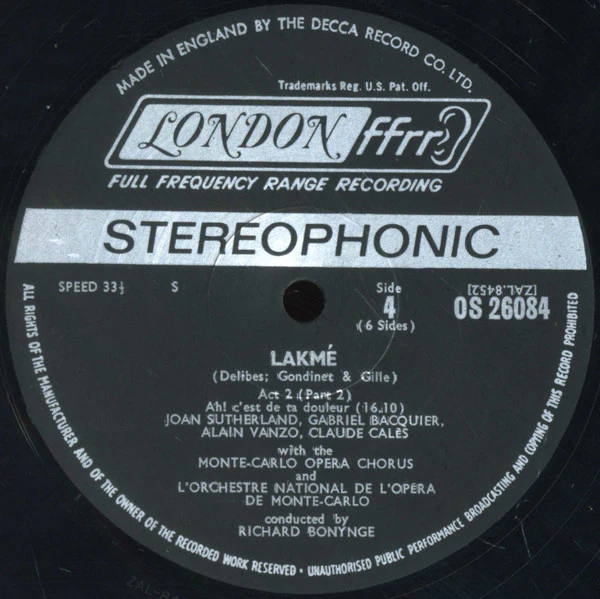 Léo Delibes, Joan Sutherland, Alain Vanzo, Gabriel Bacquier, Orchestre National De L'Opéra De Monte-Carlo, Richard Bonynge / Lakmé - 3xLP + Box (VG+/VG+) - Image 5