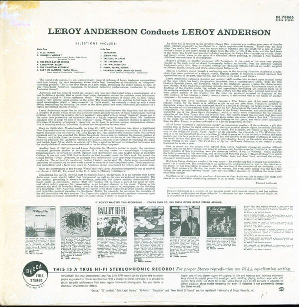 Leroy Anderson / Leroy Anderson Conducts Leroy Anderson - LP, Album (VG+/VG+) - Image 2